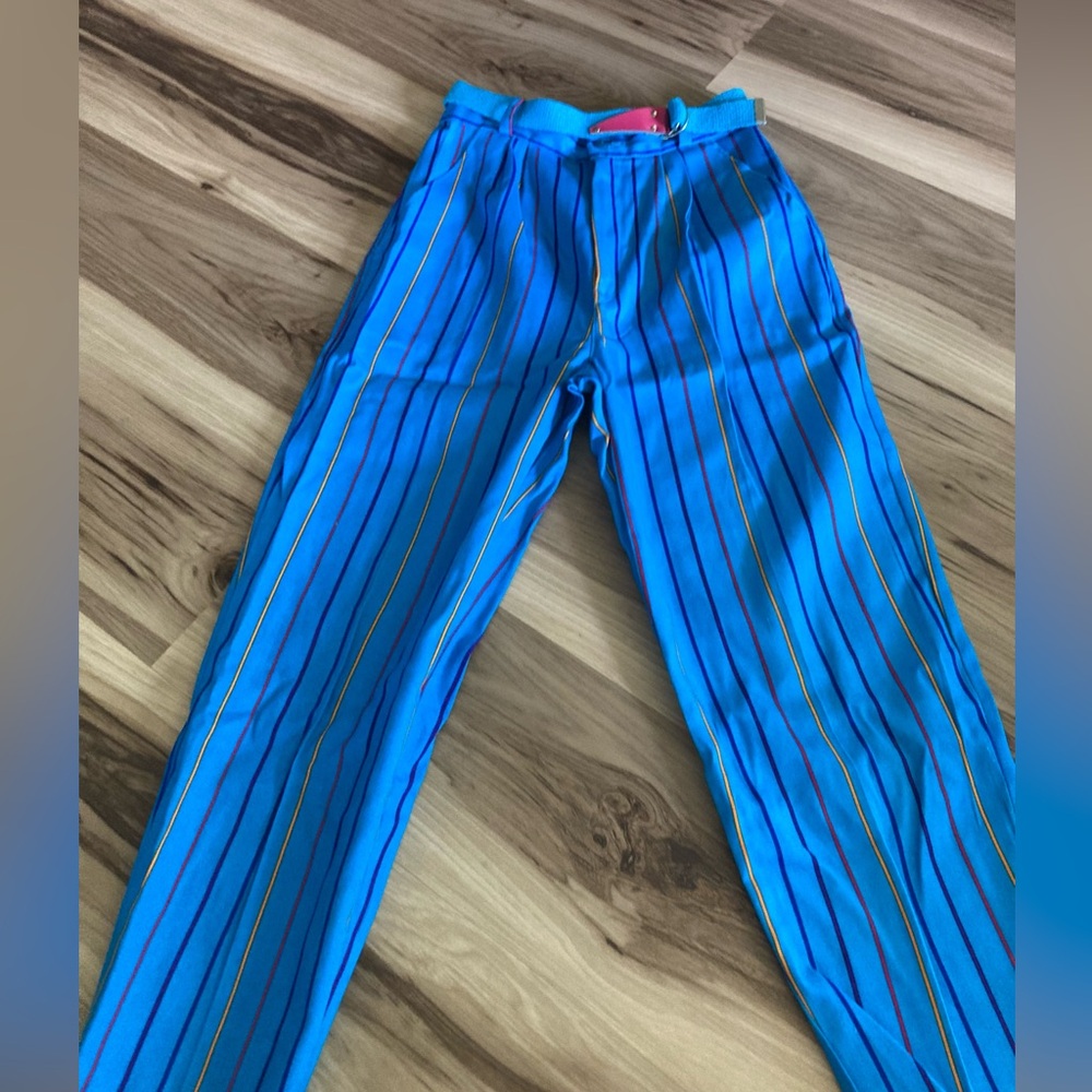STJ USA Womens Vintage Blue Striped Pants Waist 22”